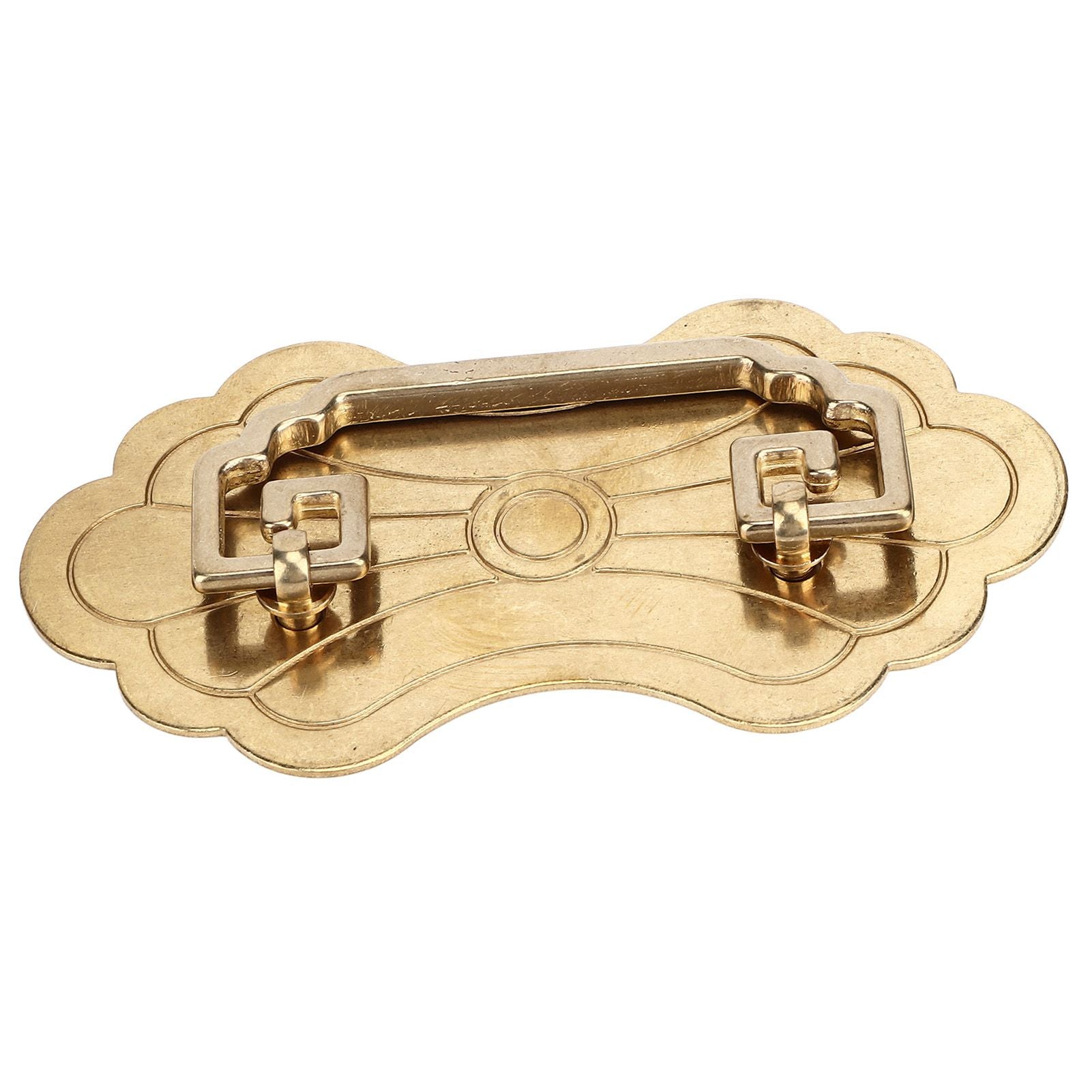 Antique Drawer Handle 12.8x7cm Wealth Blossoms Retro Chinese Style Brass Vintage Drawer Pulls with 2 Screws V1294-YM0523-3114220036412