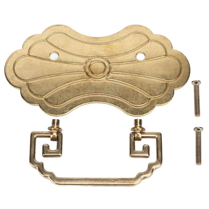 Antique Drawer Handle 12.8x7cm Wealth Blossoms Retro Chinese Style Brass Vintage Drawer Pulls with 2 Screws V1294-YM0523-3114220036412