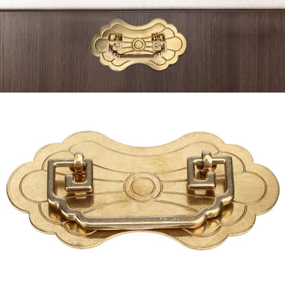 Antique Drawer Handle 12.8x7cm Wealth Blossoms Retro Chinese Style Brass Vintage Drawer Pulls with 2 Screws V1294-YM0523-3114220036412