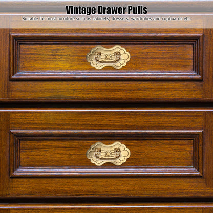 Antique Drawer Handle 12.8x7cm Wealth Blossoms Retro Chinese Style Brass Vintage Drawer Pulls with 2 Screws V1294-YM0523-3114220036412