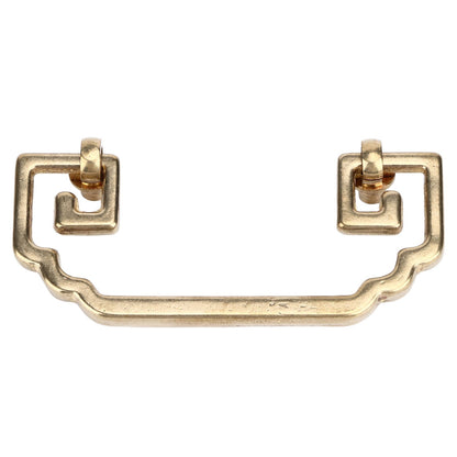 Antique Drawer Handle 12.8x7cm Wealth Blossoms Retro Chinese Style Brass Vintage Drawer Pulls with 2 Screws V1294-YM0523-3114220036412