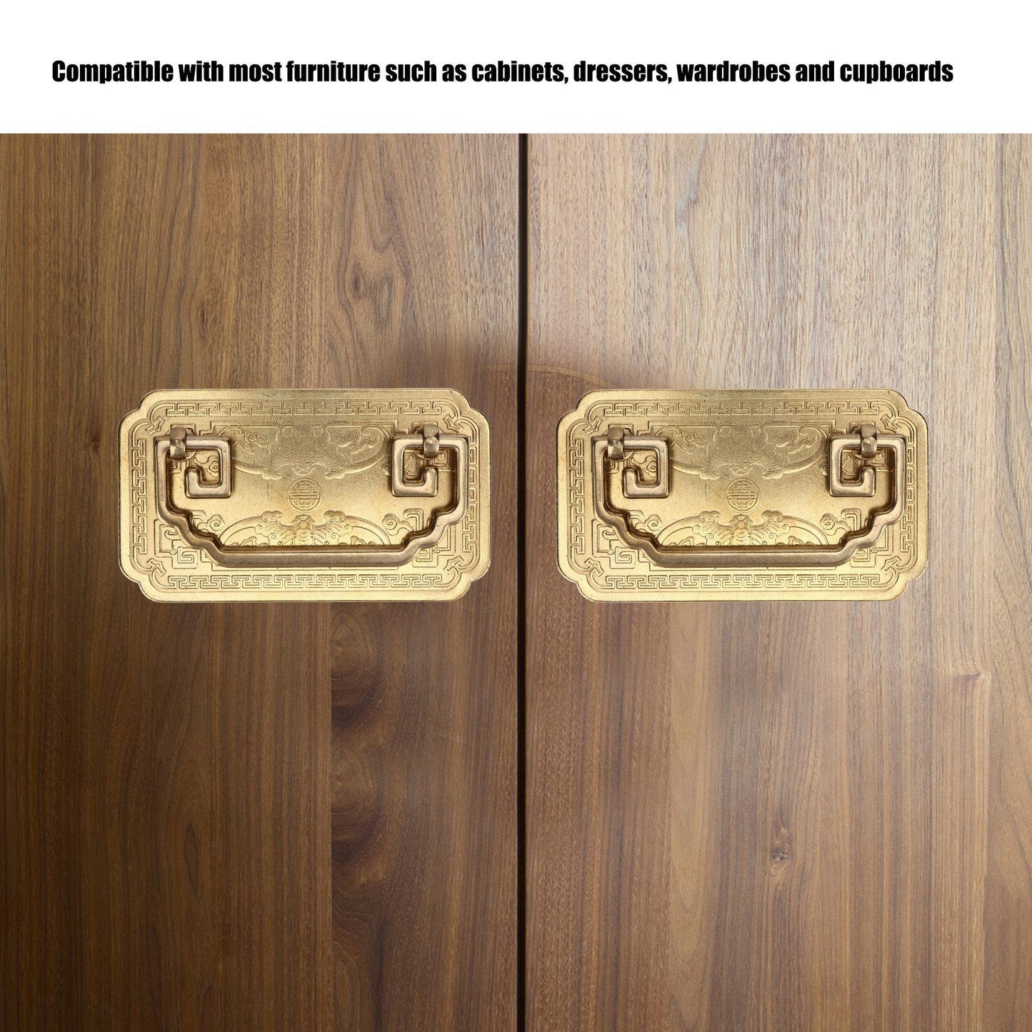 Antique Drawer Handle Tetragonal Bat Handle Antique Chinese Retro Style Drawer Pulls with 2 Screws for V1294-YM0523-3114220036511