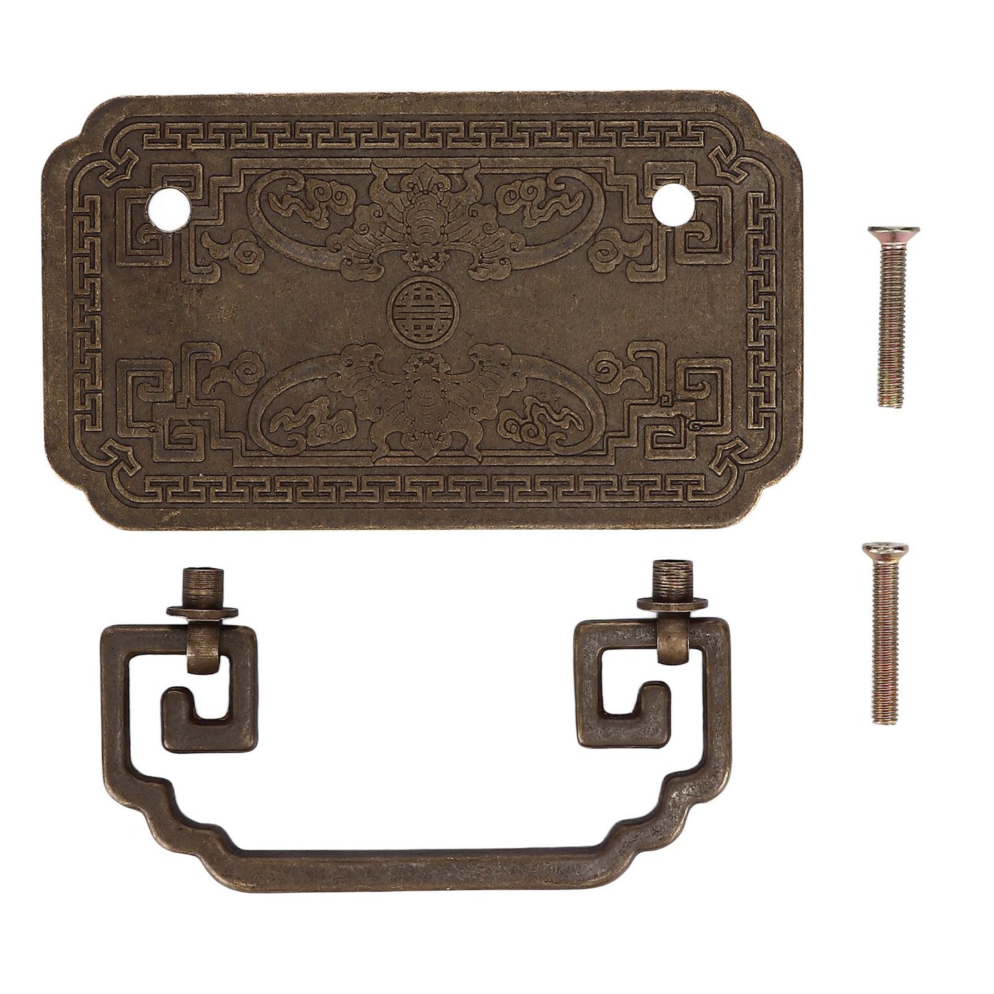 Antique Drawer Handle Tetragonal Bat Handle Antique Chinese Retro Style Drawer Pulls with 2 Screws for V1294-YM0523-3114220036512