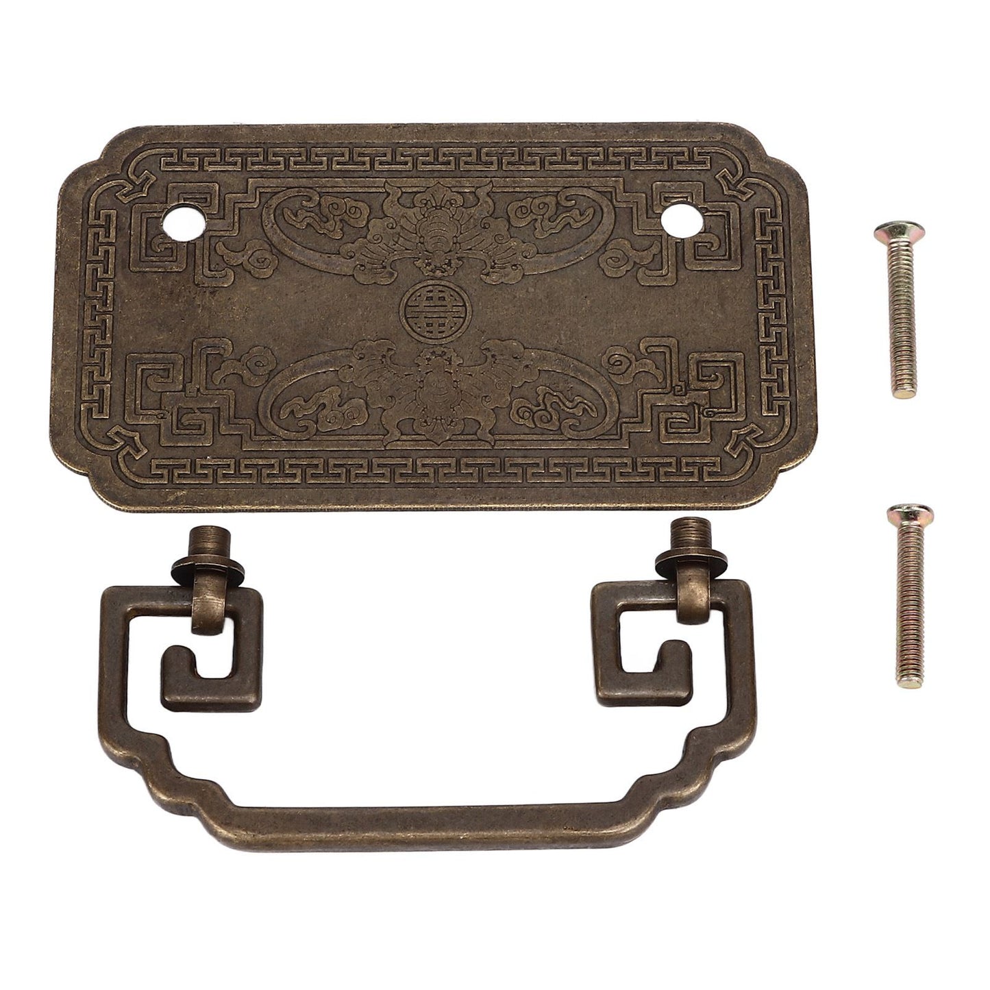 Antique Drawer Handle Tetragonal Bat Handle Antique Chinese Retro Style Drawer Pulls with 2 Screws for V1294-YM0523-3114220036512