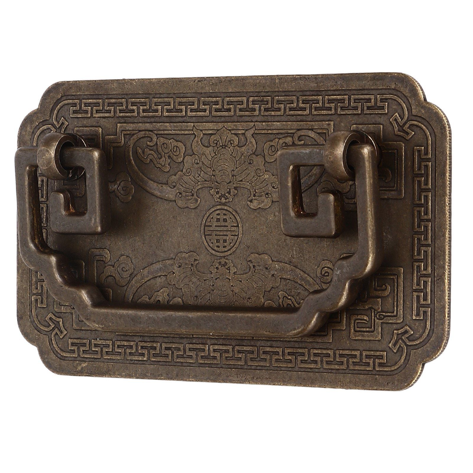 Antique Drawer Handle Tetragonal Bat Handle Antique Chinese Retro Style Drawer Pulls with 2 Screws for V1294-YM0523-3114220036512