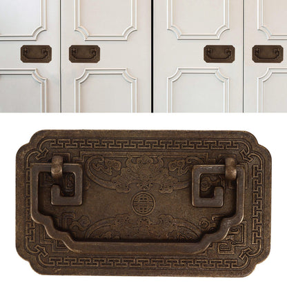 Antique Drawer Handle Tetragonal Bat Handle Antique Chinese Retro Style Drawer Pulls with 2 Screws for V1294-YM0523-3114220036512