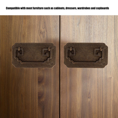 Antique Drawer Handle Tetragonal Bat Handle Antique Chinese Retro Style Drawer Pulls with 2 Screws for V1294-YM0523-3114220036512