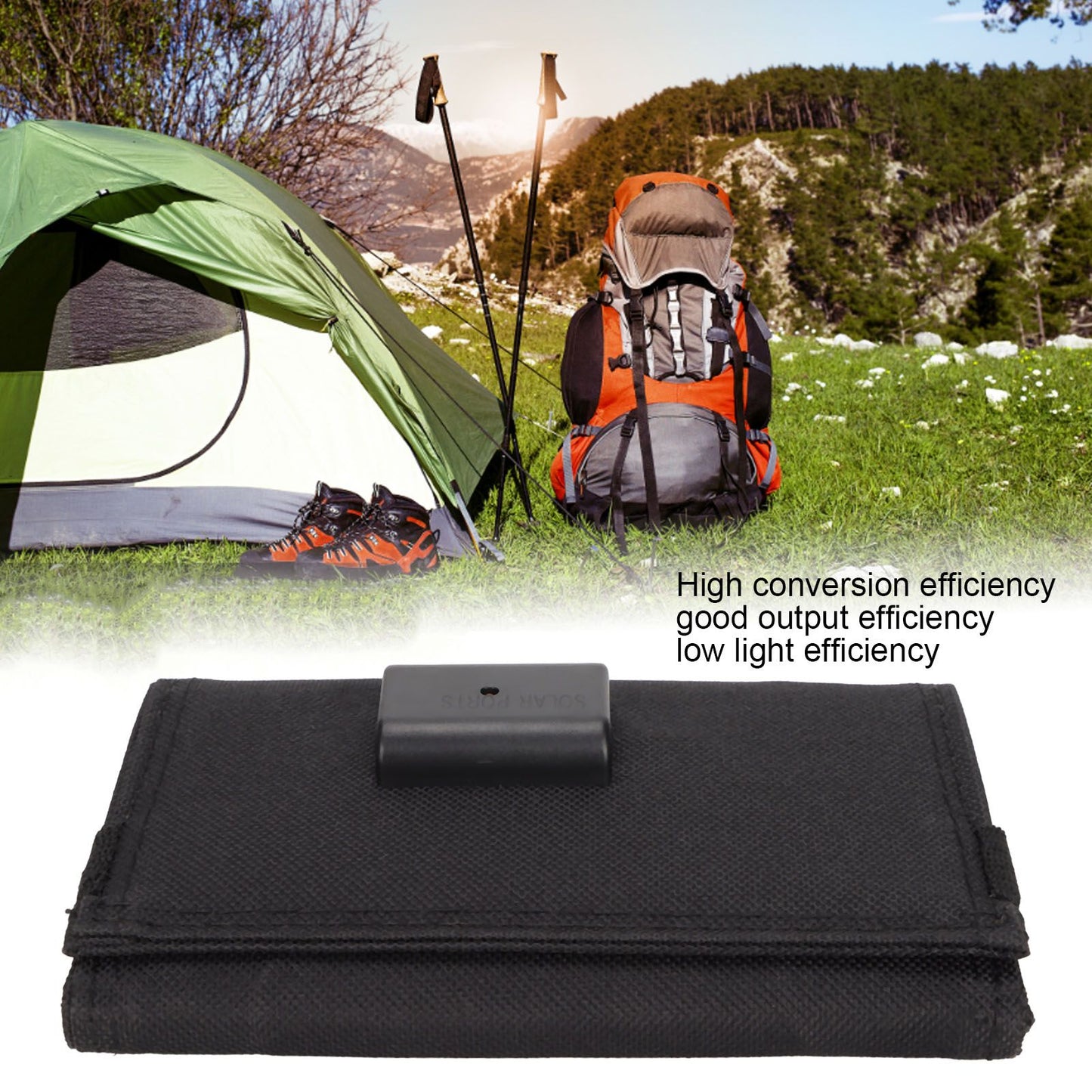 Solar Panel Charger 10W 5V High Conversion Efficiency Semi Flexible Foldable Portable Solar Panel for Mobile V1294-YM0523-3114220037511