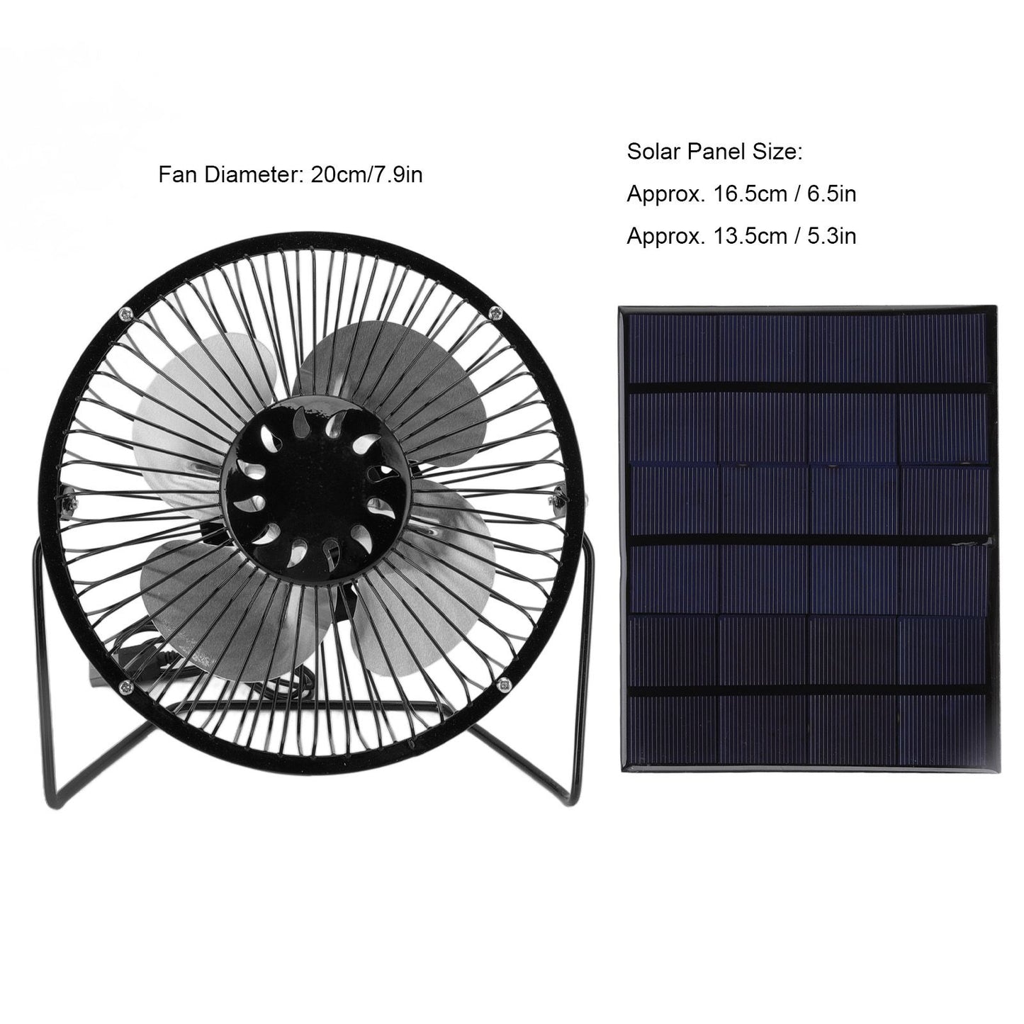 Mini Solar Fan 6V 3.5W USB Solar Powered Black Polysilicon Material Portable Solar Panel Fan for Picnic V1294-YM0523-3114220038211
