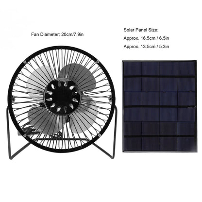 Mini Solar Fan 6V 3.5W USB Solar Powered Black Polysilicon Material Portable Solar Panel Fan for Picnic V1294-YM0523-3114220038211