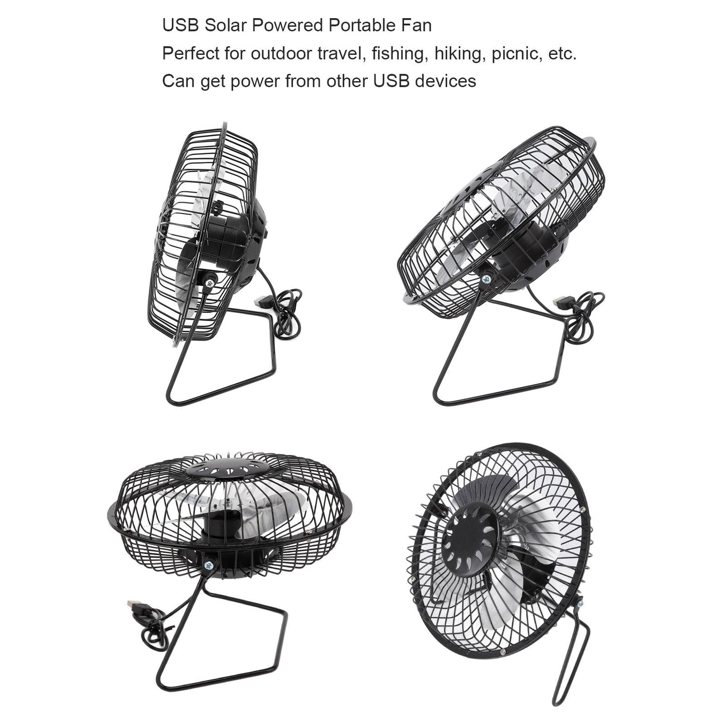 Mini Solar Fan 6V 3.5W USB Solar Powered Black Polysilicon Material Portable Solar Panel Fan for Picnic V1294-YM0523-3114220038211