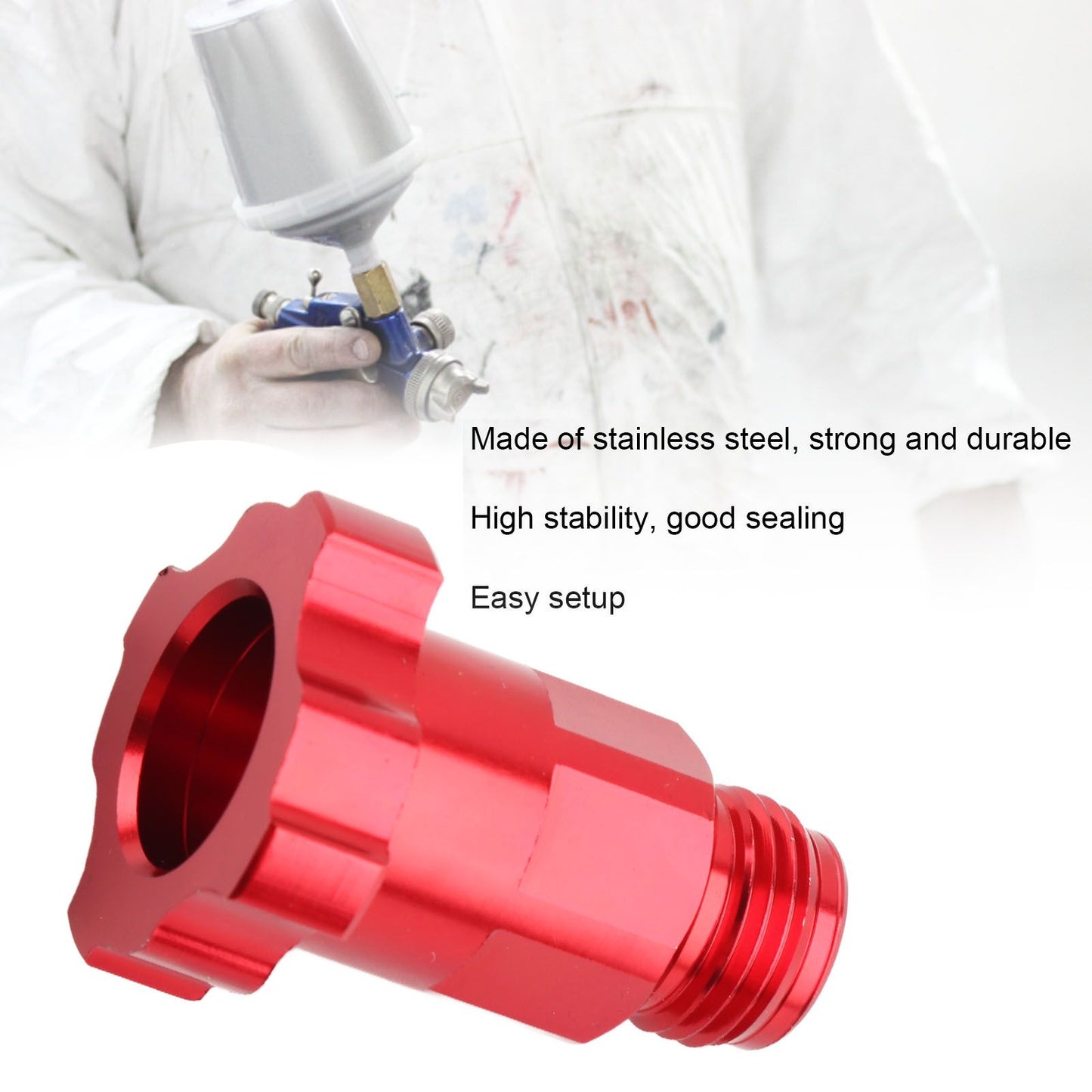 M16 1.5mm Spray Cup Connector Pot Joints Stainless Steel Disposable Pot Connector Airbrush Adapter External V1294-YM0523-3114220040012