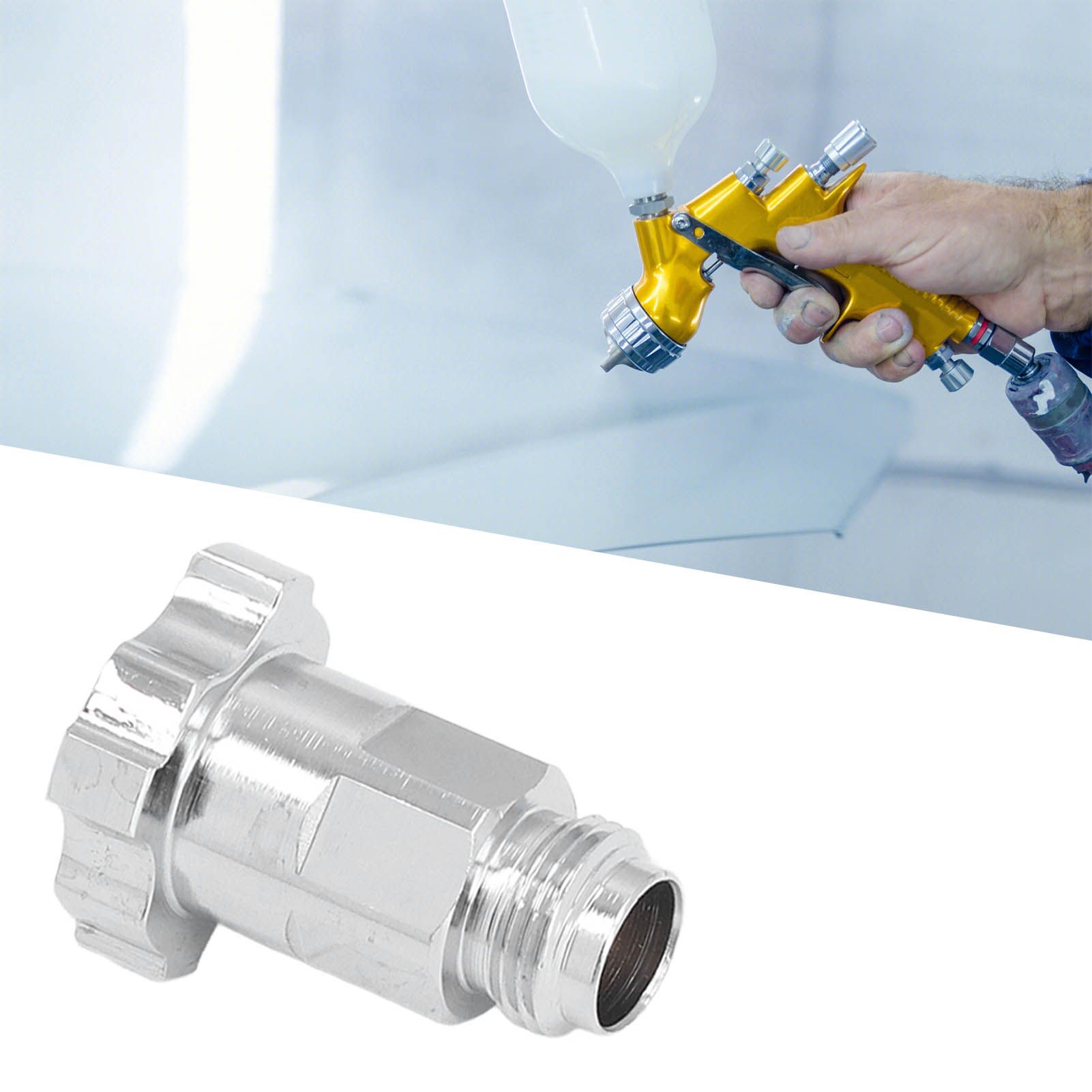 Spray Cup Connector Stainless Steel Disposable Pot Connector Airbrush Adapter Watering Can Connector External V1294-YM0523-3114220040112