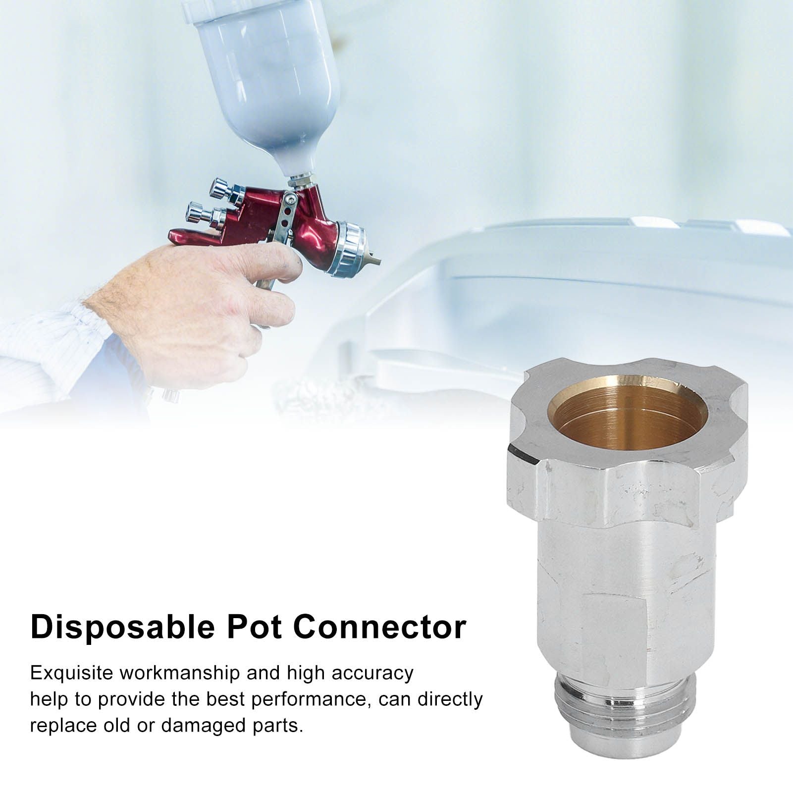 Spray Cup Connector Stainless Steel Disposable Pot Connector Airbrush Adapter Watering Can Connector External V1294-YM0523-3114220040112