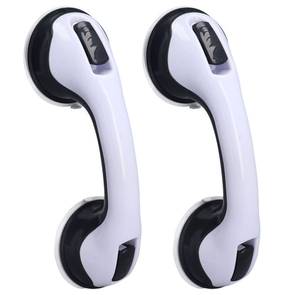 2pcs Shower Handle Curved Design Double Lock Security Toolless Installation Plastic Shower Support Bar for V1294-YM0523-3114220041111