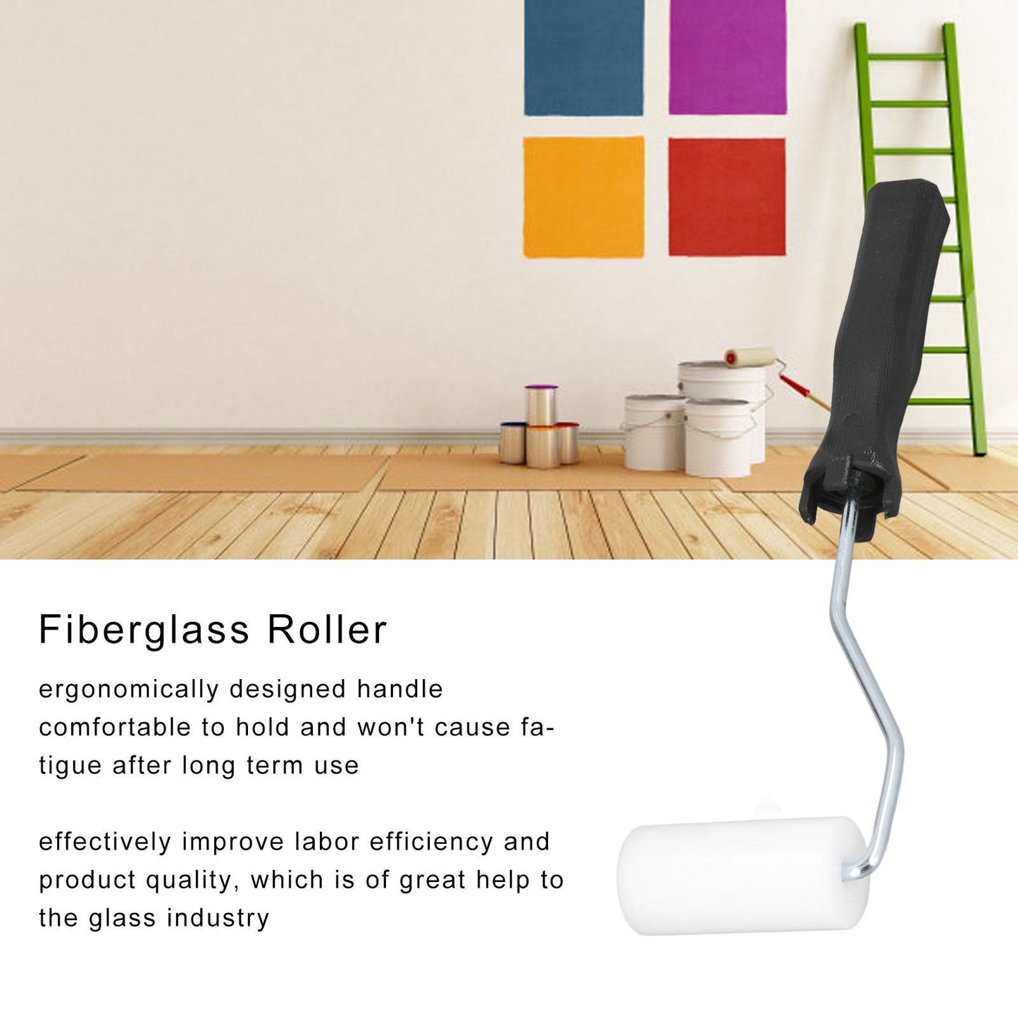 Fiberglass Laminating Roller Ergonomic Efficient Cleaning Free Fiberglass Bubble Paddle with Handle for Glass V1294-YM0523-3114220041611