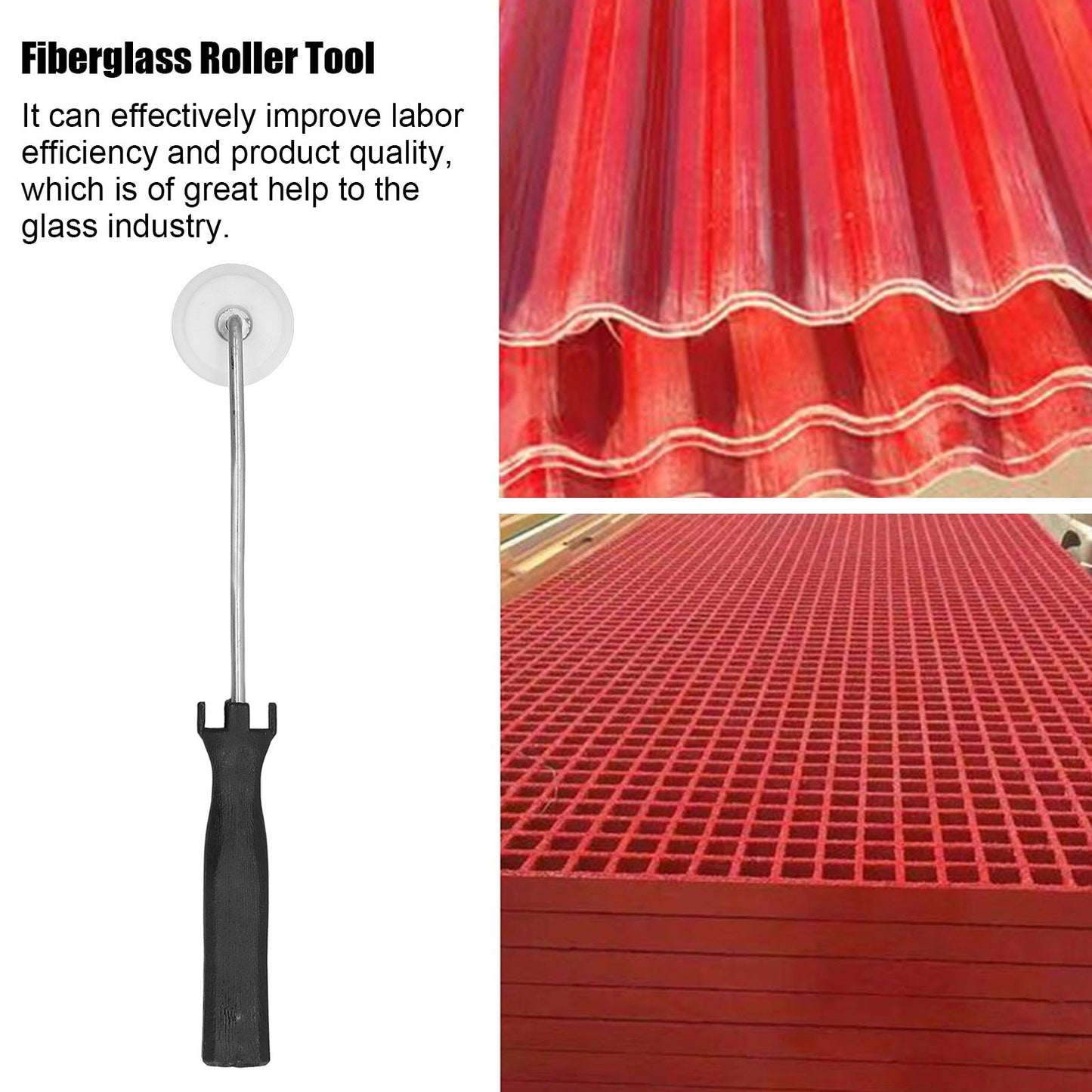Fiberglass Roller Tool Fiberglass Laminating Roller with Ergonomic Handle for Bathtub Shower Boat Repair DIY V1294-YM0523-3114220042111