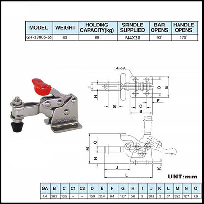 Quick Release Vertical Toggle Clamp 150lb Holding Capacity Woodworking Fixture for Home Decoration V1294-YM0523-3114220042911