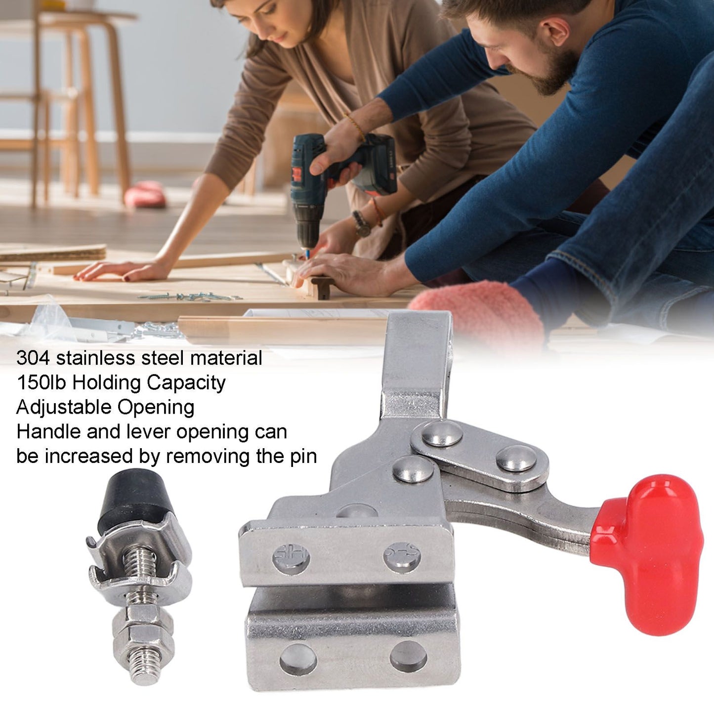 Quick Release Vertical Toggle Clamp 150lb Holding Capacity Woodworking Fixture for Home Decoration V1294-YM0523-3114220042911