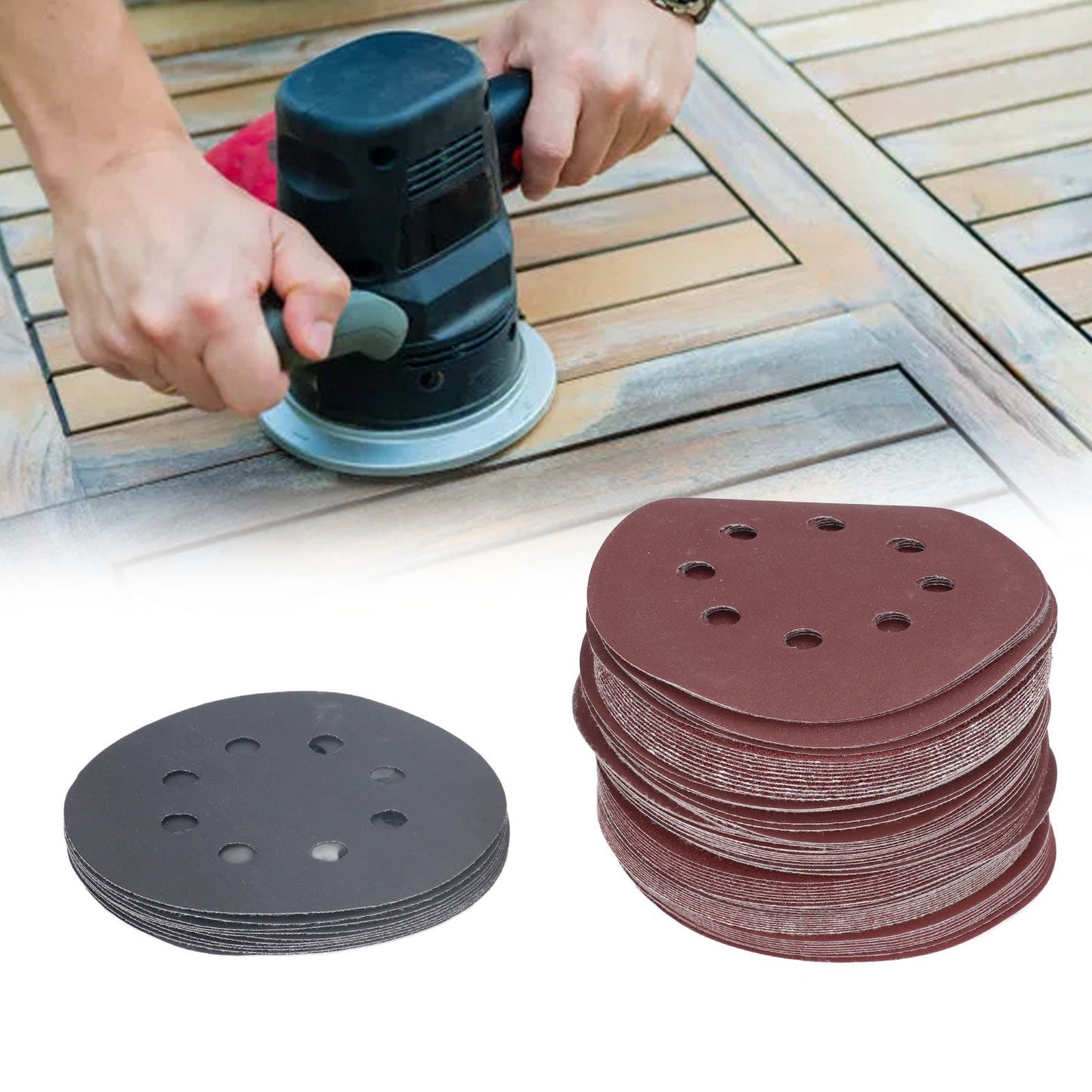 100PCS 5in Round Sanding Disc Include 80 180 240 320 400 800 1000 1500 2000 3000 Grit Round Sandpaper for V1294-YM0523-3114220044111