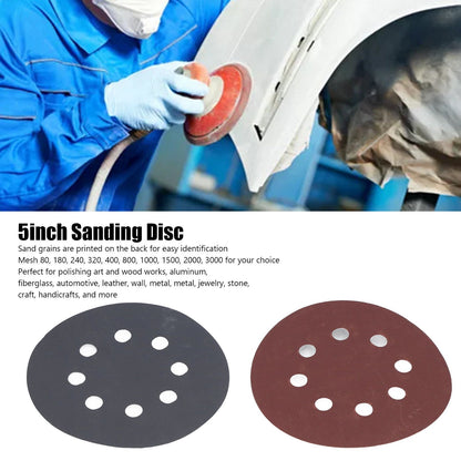 100PCS 5in Round Sanding Disc Include 80 180 240 320 400 800 1000 1500 2000 3000 Grit Round Sandpaper for V1294-YM0523-3114220044111