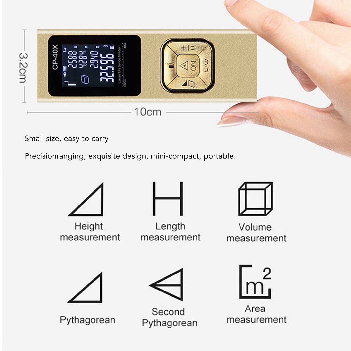 100m Distance Meter Ultrathin Handheld Accurate Electronic Laser Distance Measure Device for Architecture V1294-YM0523-3114220044511