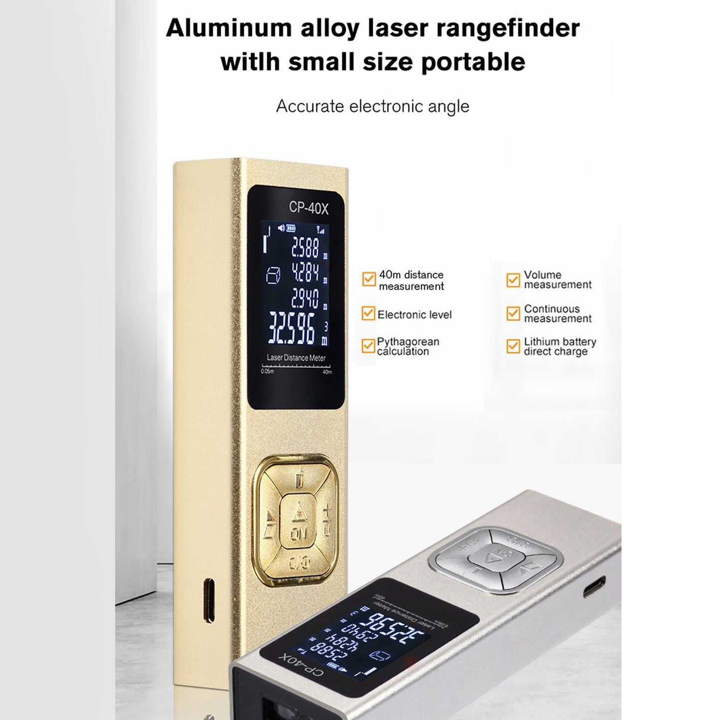 100m Distance Meter Ultrathin Handheld Accurate Electronic Laser Distance Measure Device for Architecture V1294-YM0523-3114220044511