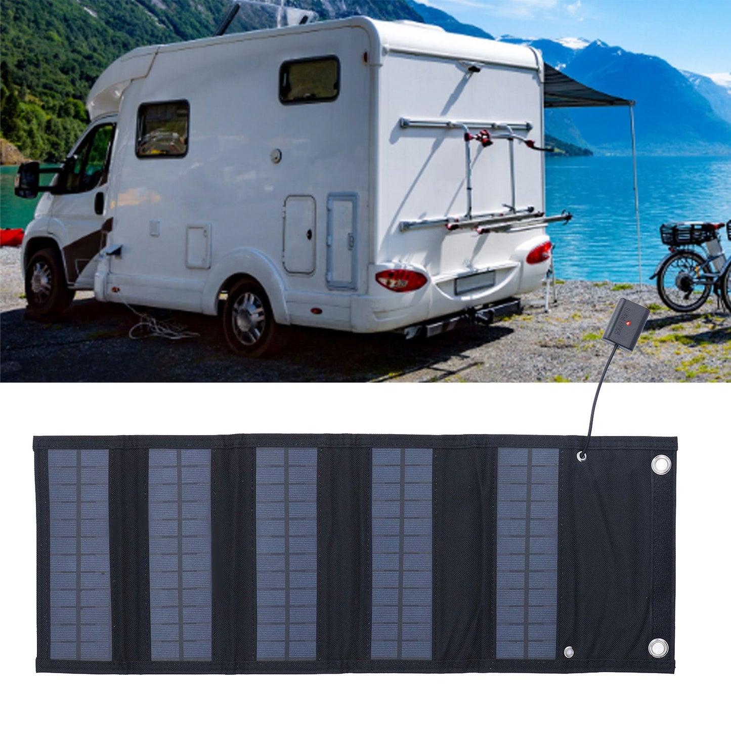 9W Solar Panel Portable Foldable Green Power High Conversion Rate Black Solar Panel Charger for Outdoor Hiking V1294-YM0523-3114220045211