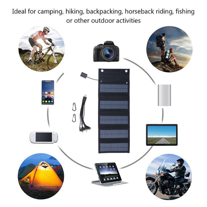 9W Solar Panel Portable Foldable Green Power High Conversion Rate Black Solar Panel Charger for Outdoor Hiking V1294-YM0523-3114220045211