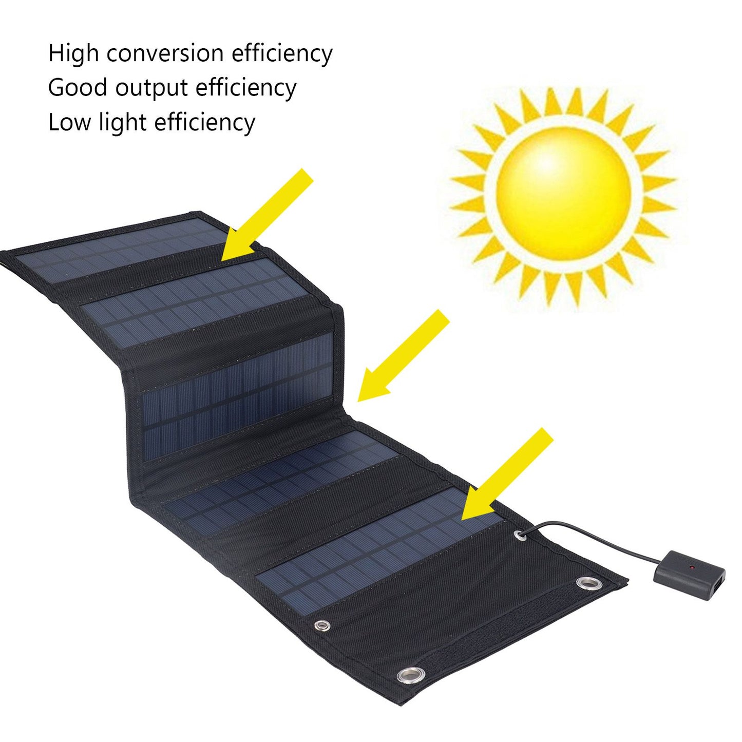 9W Solar Panel Portable Foldable Green Power High Conversion Rate Black Solar Panel Charger for Outdoor Hiking V1294-YM0523-3114220045211
