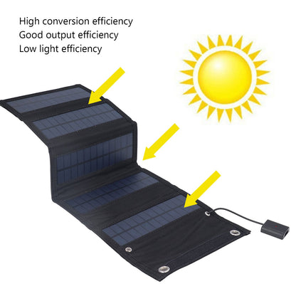 9W Solar Panel Portable Foldable Green Power High Conversion Rate Black Solar Panel Charger for Outdoor Hiking V1294-YM0523-3114220045211