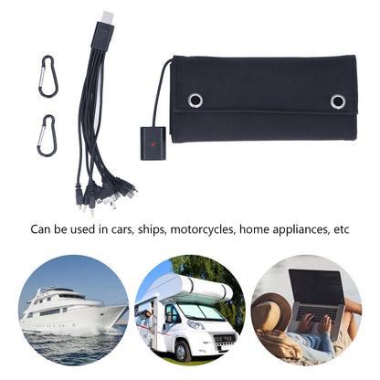 9W Solar Panel Portable Foldable Green Power High Conversion Rate Black Solar Panel Charger for Outdoor Hiking V1294-YM0523-3114220045211