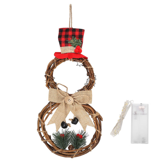LED Christmas Snowman Wreath Christmas Door Decoration with Light for Home Decorations V1294-YM0523-3115210163011