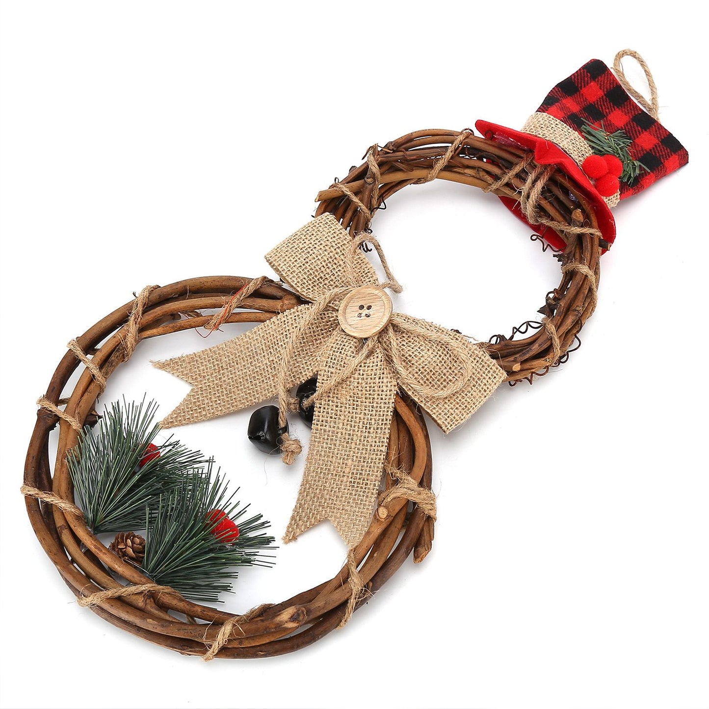 LED Christmas Snowman Wreath Christmas Door Decoration with Light for Home Decorations V1294-YM0523-3115210163011