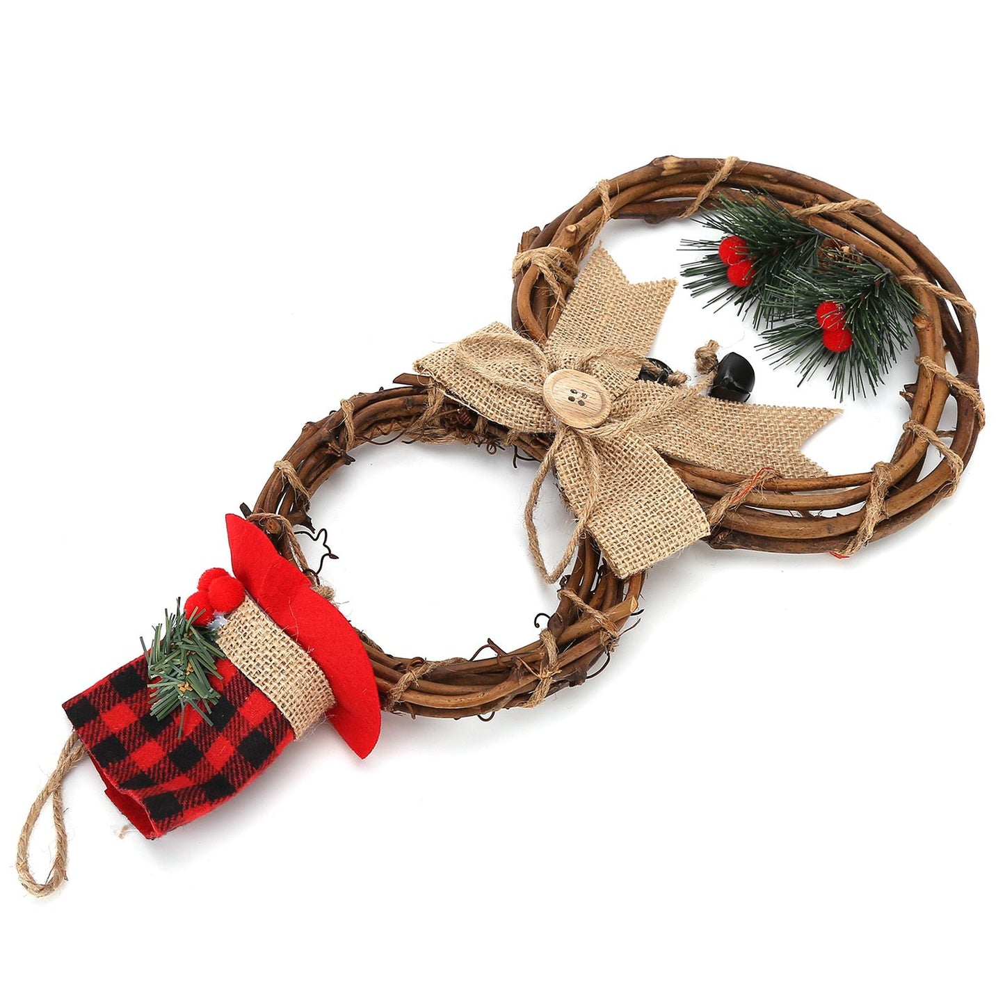 LED Christmas Snowman Wreath Christmas Door Decoration with Light for Home Decorations V1294-YM0523-3115210163011
