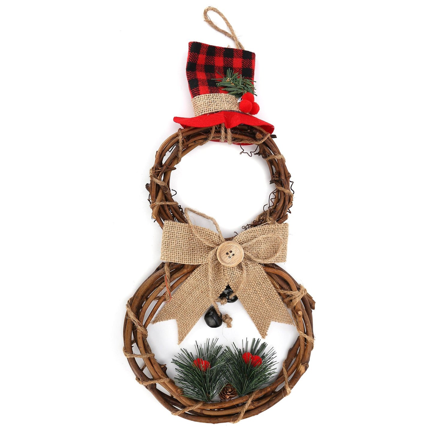 LED Christmas Snowman Wreath Christmas Door Decoration with Light for Home Decorations V1294-YM0523-3115210163011