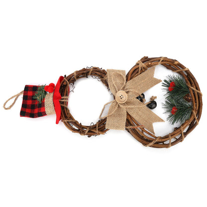 LED Christmas Snowman Wreath Christmas Door Decoration with Light for Home Decorations V1294-YM0523-3115210163011