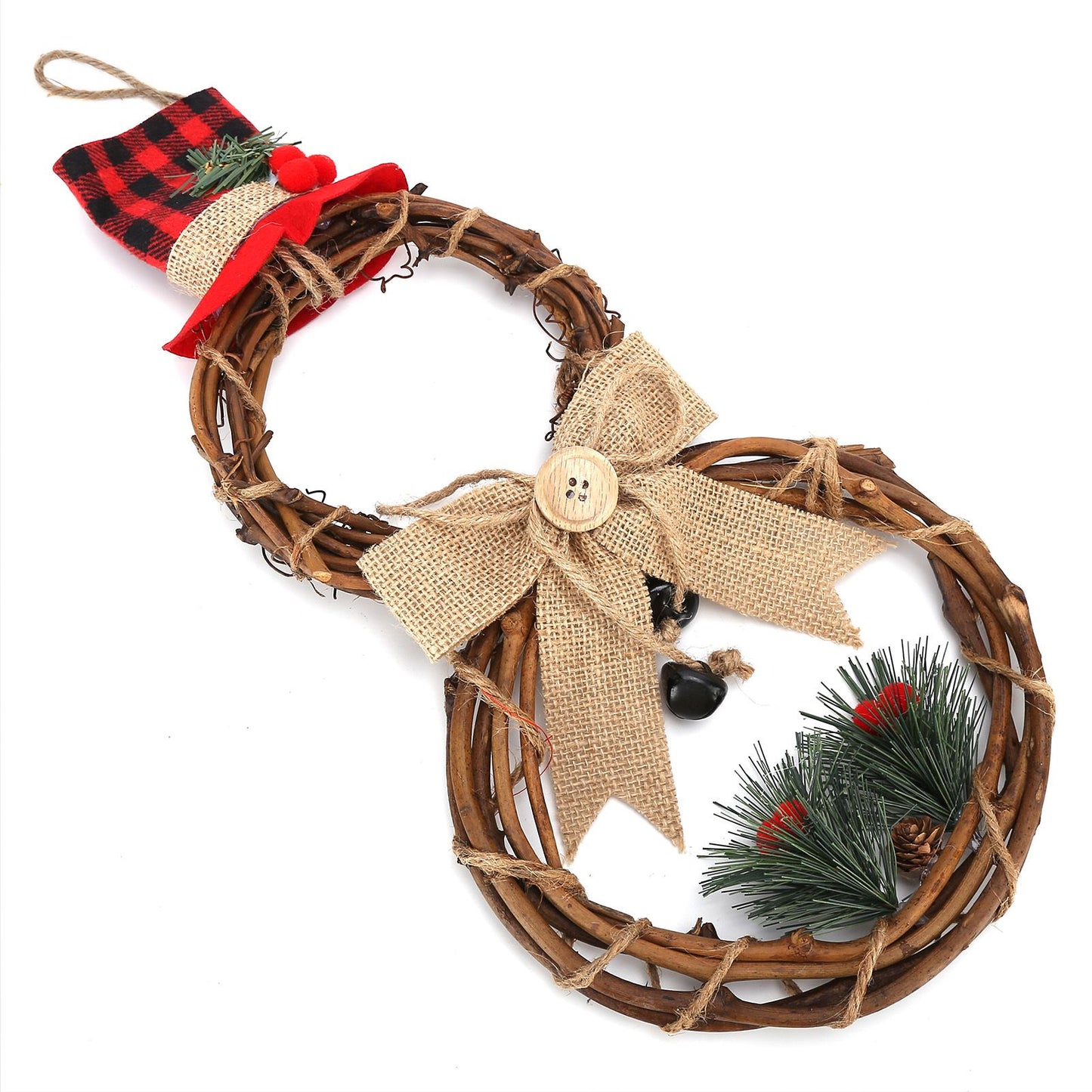 LED Christmas Snowman Wreath Christmas Door Decoration with Light for Home Decorations V1294-YM0523-3115210163011