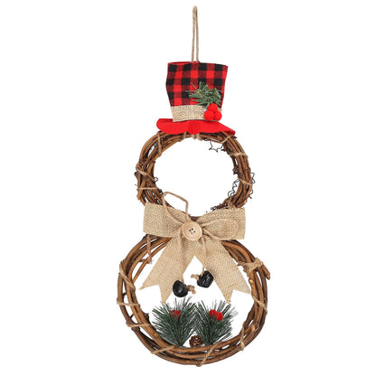 LED Christmas Snowman Wreath Christmas Door Decoration with Light for Home Decorations V1294-YM0523-3115210163011