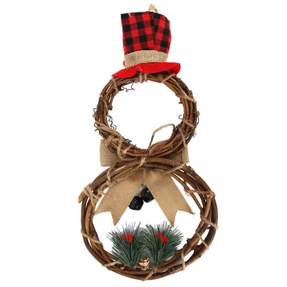 LED Christmas Snowman Wreath Christmas Door Decoration with Light for Home Decorations V1294-YM0523-3115210163011