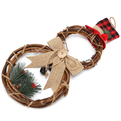 LED Christmas Snowman Wreath Christmas Door Decoration with Light for Home Decorations V1294-YM0523-3115210163011