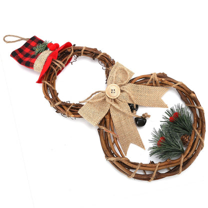 LED Christmas Snowman Wreath Christmas Door Decoration with Light for Home Decorations V1294-YM0523-3115210163011