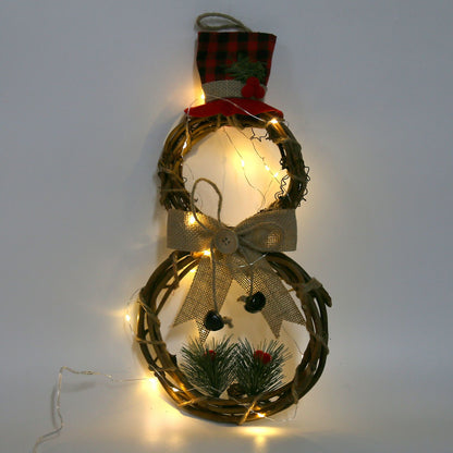 LED Christmas Snowman Wreath Christmas Door Decoration with Light for Home Decorations V1294-YM0523-3115210163011