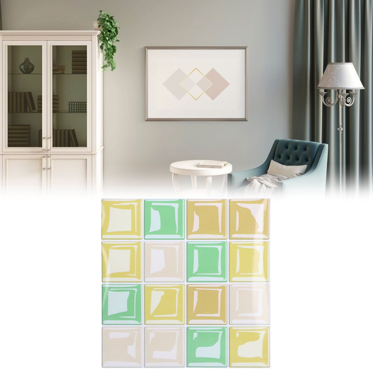 10 Packs Tile Sticker Waterproof Self Adhesive Mosaic Tile Sticker for Kitchen Floor Wall V1294-YM0523-3115210164411