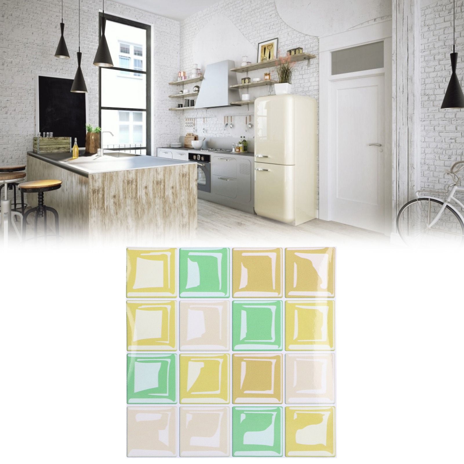 10 Packs Tile Sticker Waterproof Self Adhesive Mosaic Tile Sticker for Kitchen Floor Wall V1294-YM0523-3115210164411