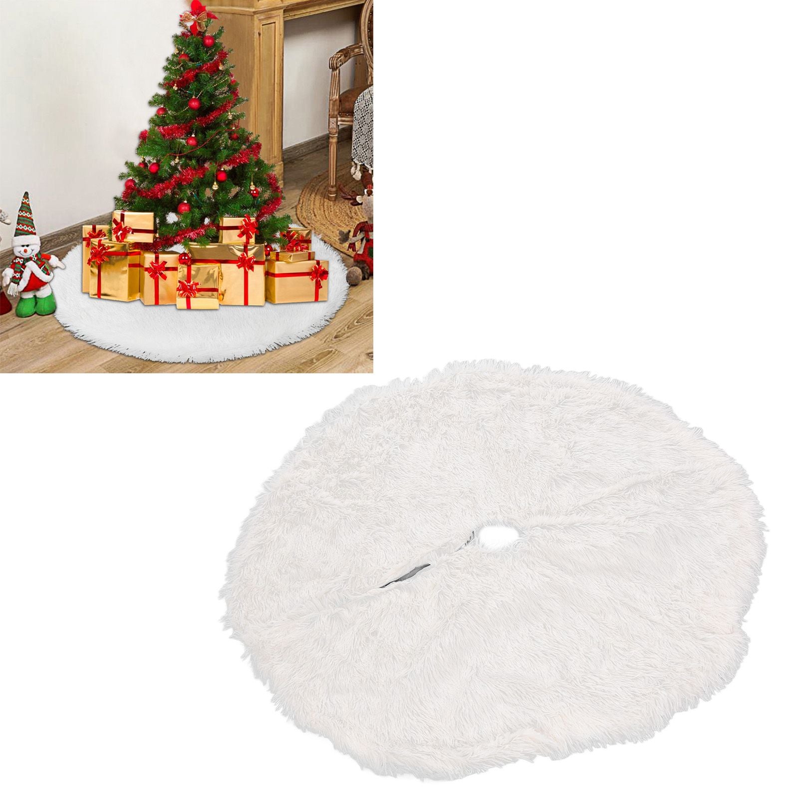 White Christmas Tree Skirts Sophisticated Dense Environmentally Friendly Plush Luxury ChristmasTree SkirtL V1294-YM0523-3115210177712