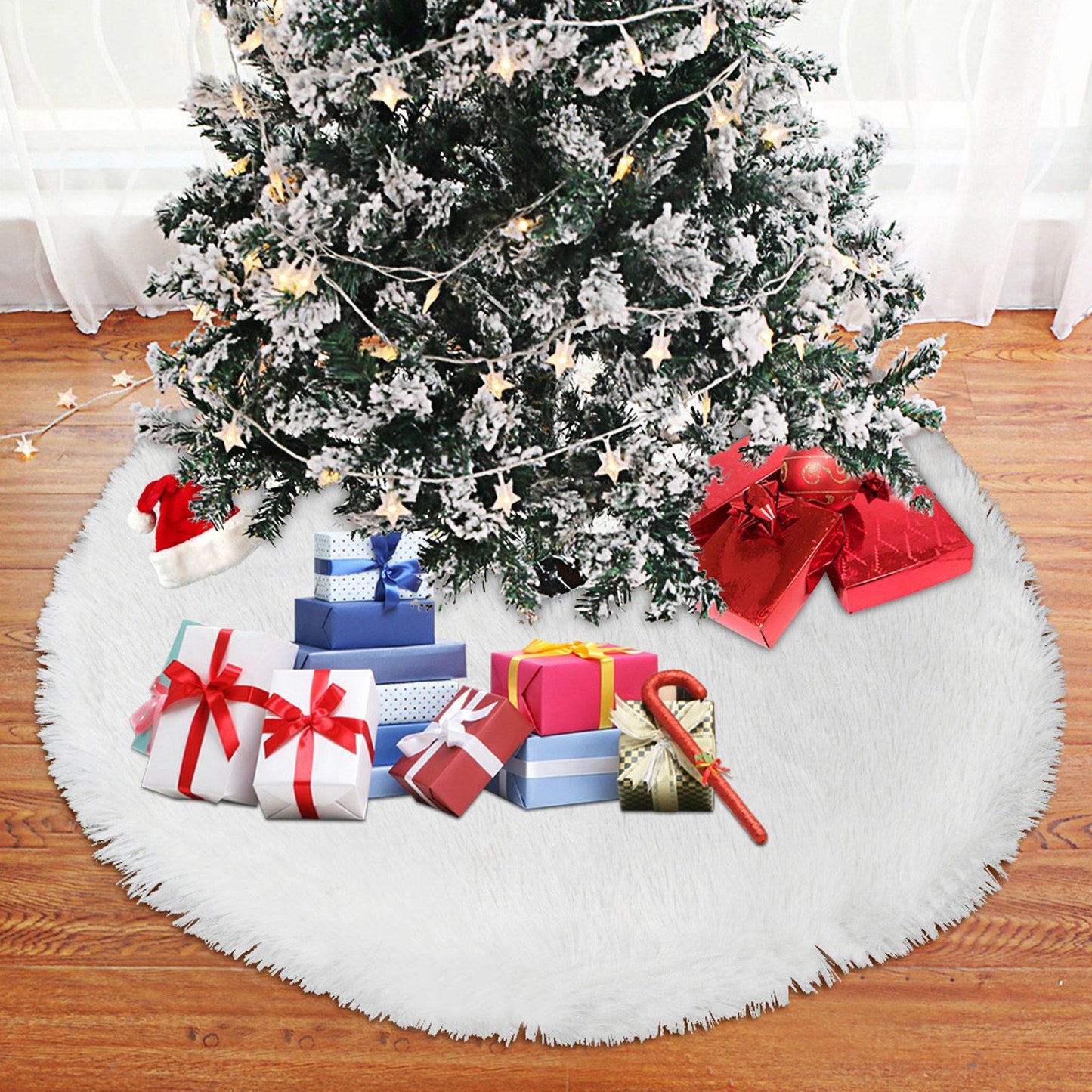 White Christmas Tree Skirts Sophisticated Dense Environmentally Friendly Plush Luxury ChristmasTree SkirtL V1294-YM0523-3115210177712