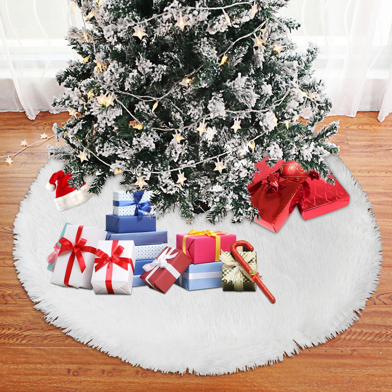 White Christmas Tree Skirts Sophisticated Dense Environmentally Friendly Plush Luxury ChristmasTree SkirtL V1294-YM0523-3115210177712