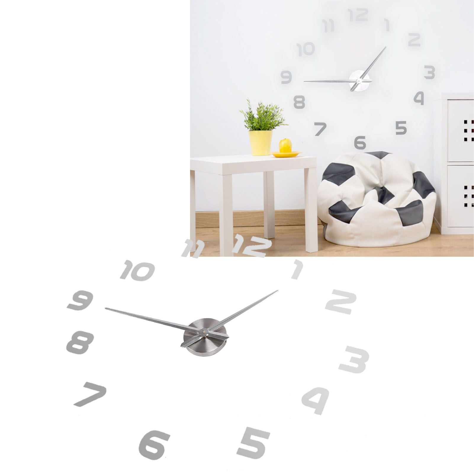 Acrylic Mirror Wall Clock Silent Frameless DIY Self Adhesive Wall Clock for Office Home V1294-YM0523-3115210179411