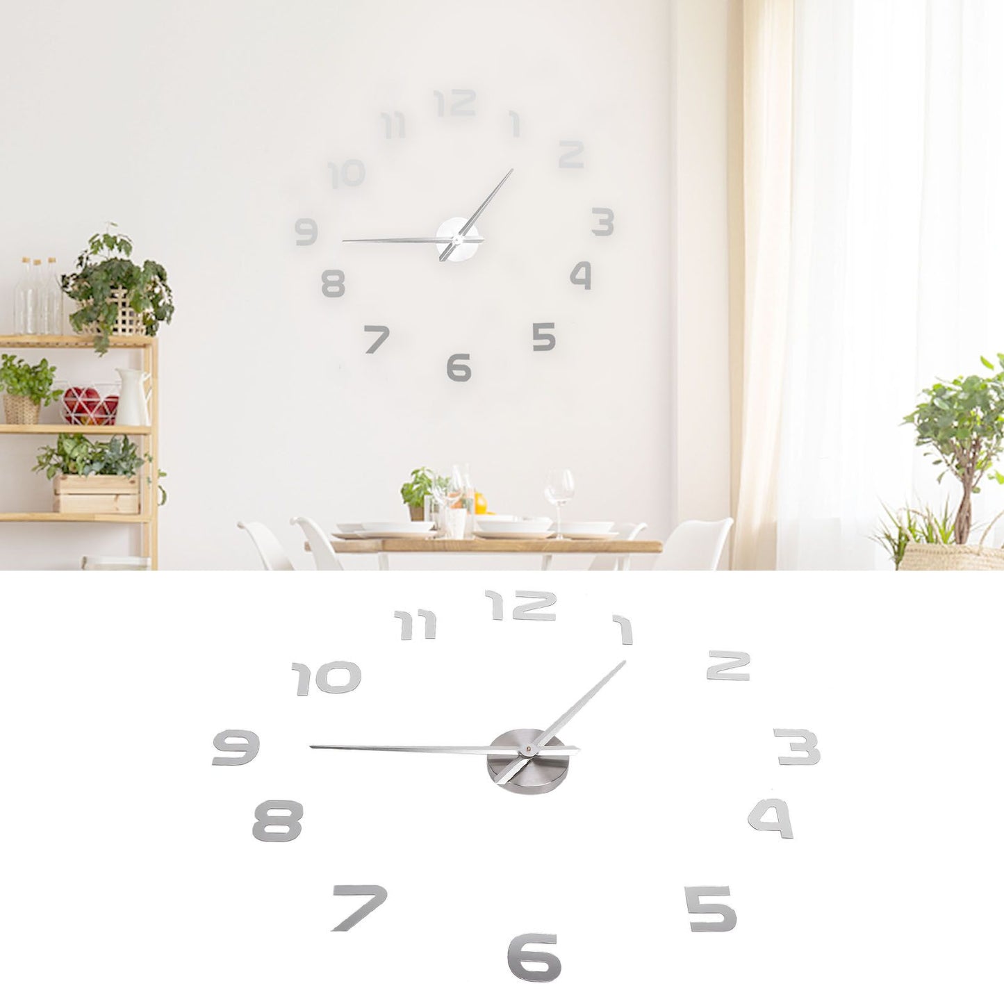 Acrylic Mirror Wall Clock Silent Frameless DIY Self Adhesive Wall Clock for Office Home V1294-YM0523-3115210179411